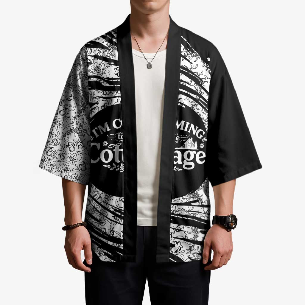 I'm Coming to the Cottage Kimono with Hand-Drawn Floral Pattern