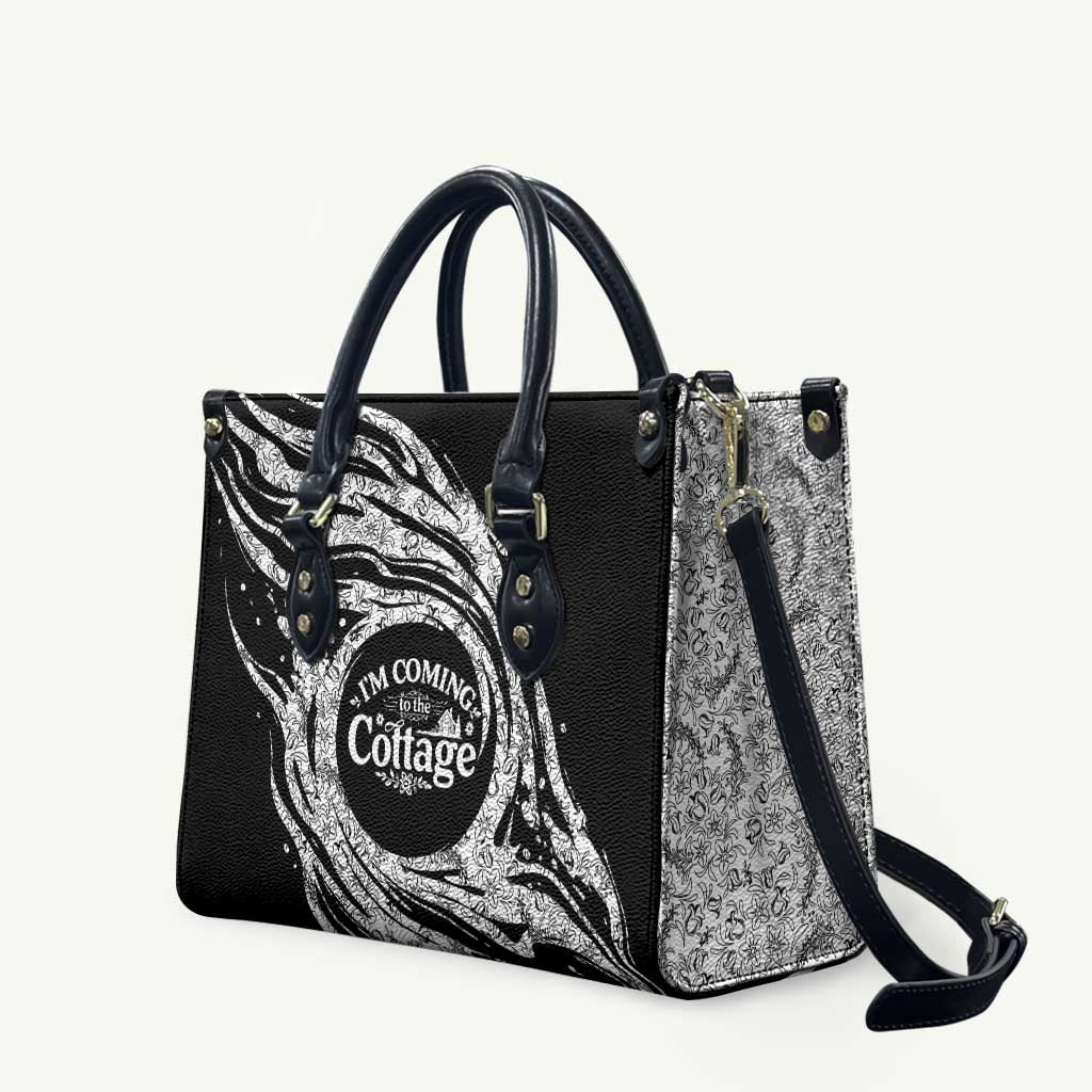 I'm Coming to the Cottage Leather Bag with Hand-Drawn Floral Pattern