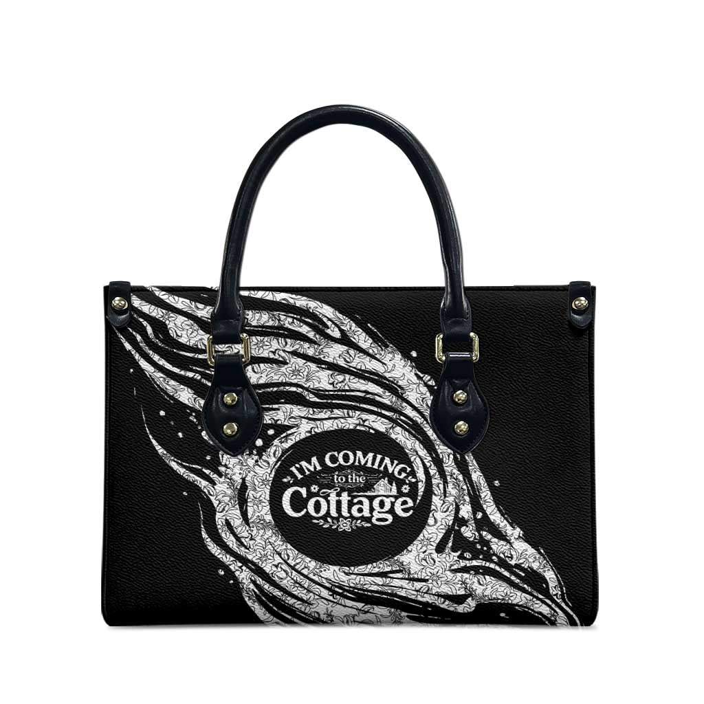 I'm Coming to the Cottage Leather Bag with Hand-Drawn Floral Pattern
