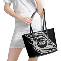 I'm Coming to the Cottage Leather Tote Bag with Hand-Drawn Floral Pattern
