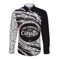 I'm Coming to the Cottage Long Sleeve Button Shirt with Hand-Drawn Floral Pattern