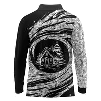 I'm Coming to the Cottage Long Sleeve Polo Shirt with Hand-Drawn Floral Pattern