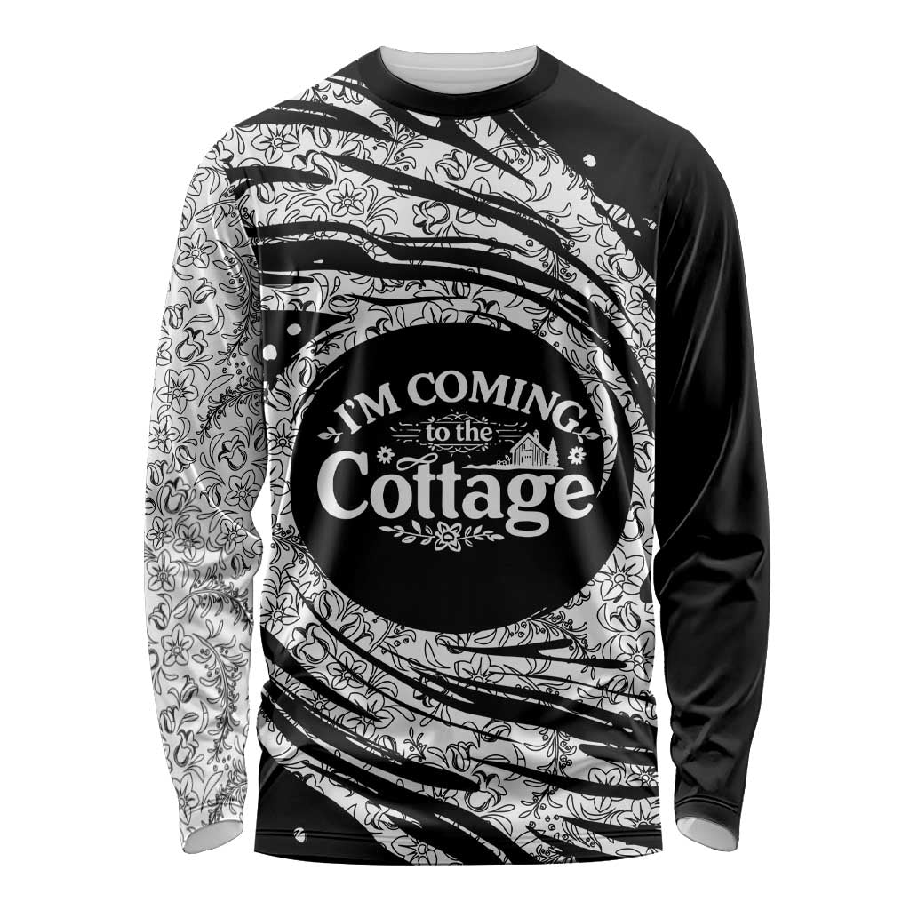 I'm Coming to the Cottage Long Sleeve Shirt with Hand-Drawn Floral Pattern