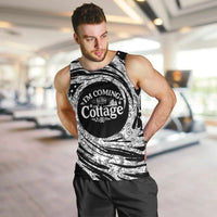 I'm Coming to the Cottage Men Tank Top with Hand-Drawn Floral Pattern