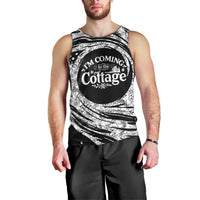 I'm Coming to the Cottage Men Tank Top with Hand-Drawn Floral Pattern