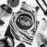 I'm Coming to the Cottage Men Tank Top with Hand-Drawn Floral Pattern