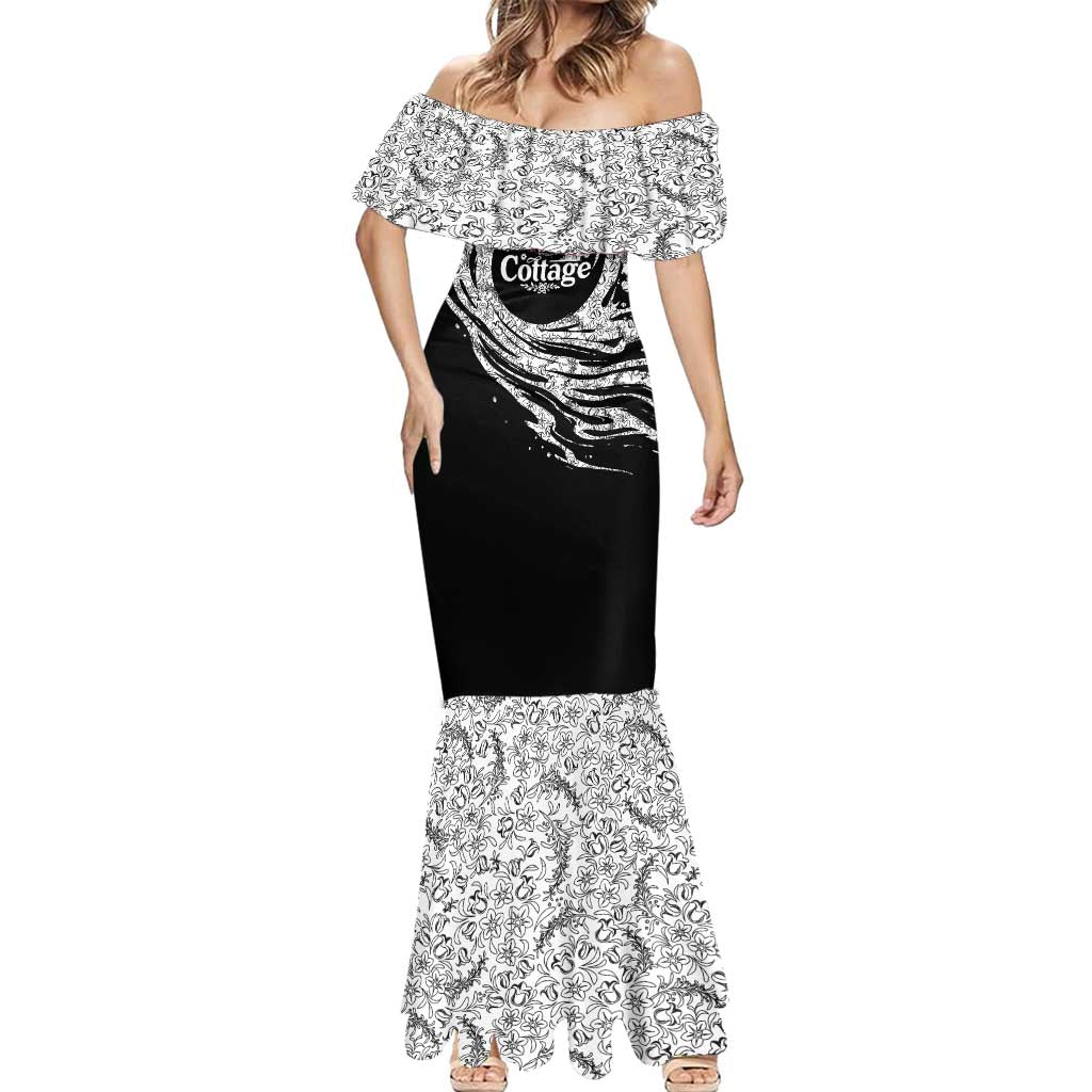 I'm Coming to the Cottage Mermaid Dress with Hand-Drawn Floral Pattern