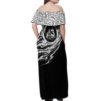 I'm Coming to the Cottage Off Shoulder Maxi Dress with Hand-Drawn Floral Pattern