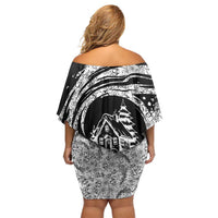 I'm Coming to the Cottage Off Shoulder Short Dress with Hand-Drawn Floral Pattern