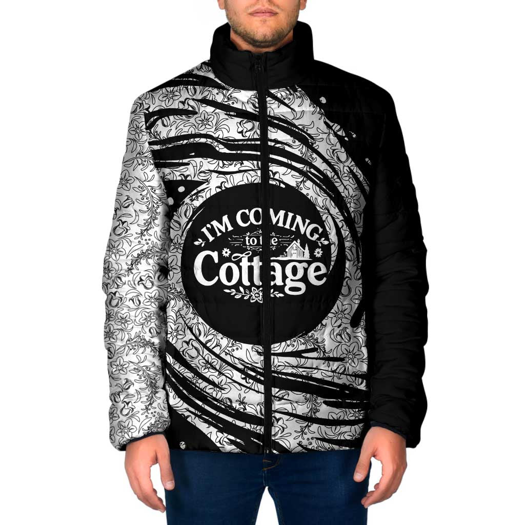 I'm Coming to the Cottage Padded Jacket with Hand-Drawn Floral Pattern