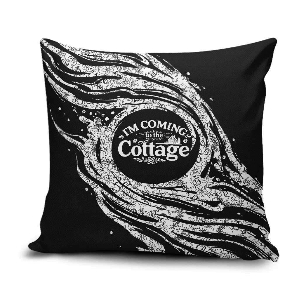 I'm Coming to the Cottage Pillow Cover with Hand-Drawn Floral Pattern