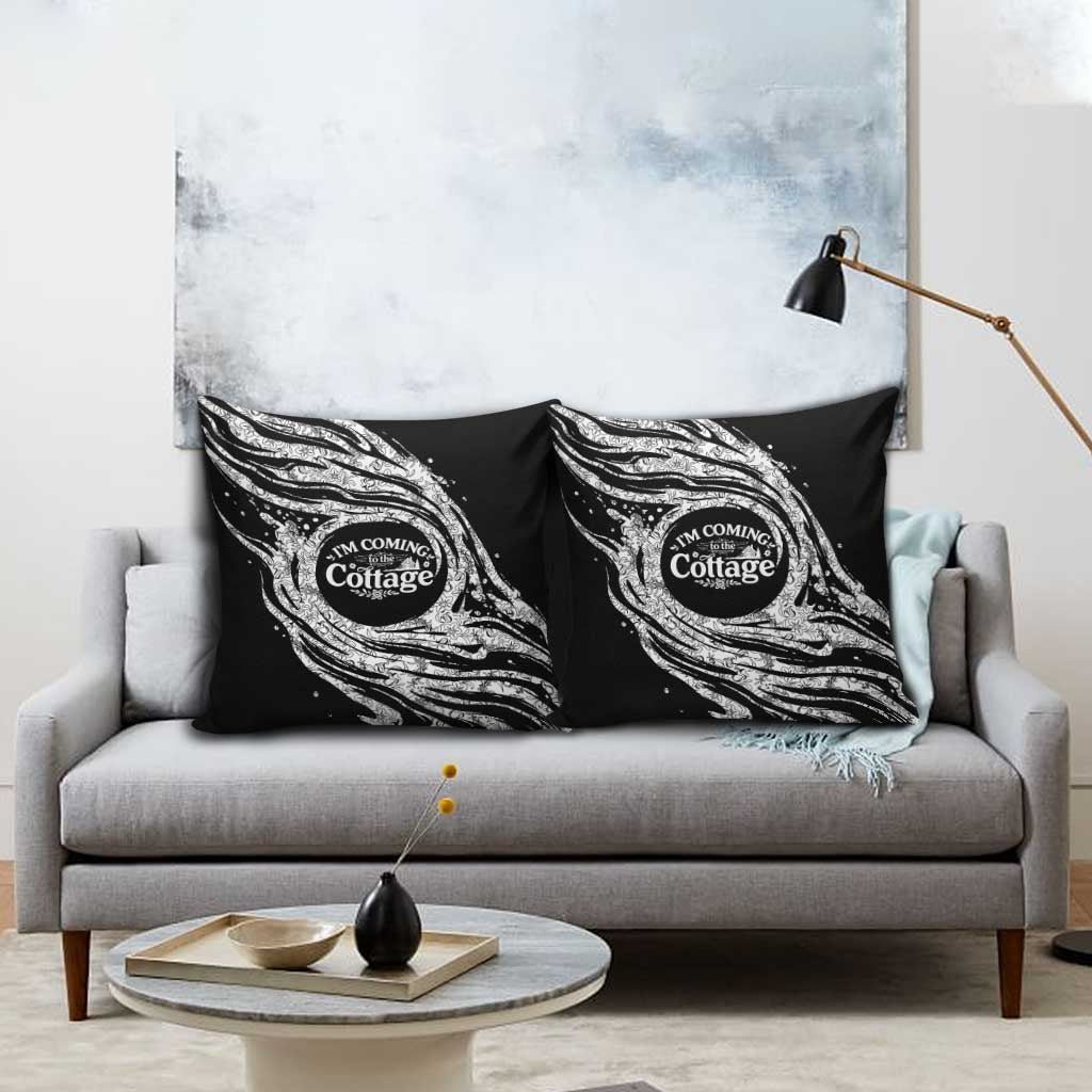 I'm Coming to the Cottage Pillow Cover with Hand-Drawn Floral Pattern