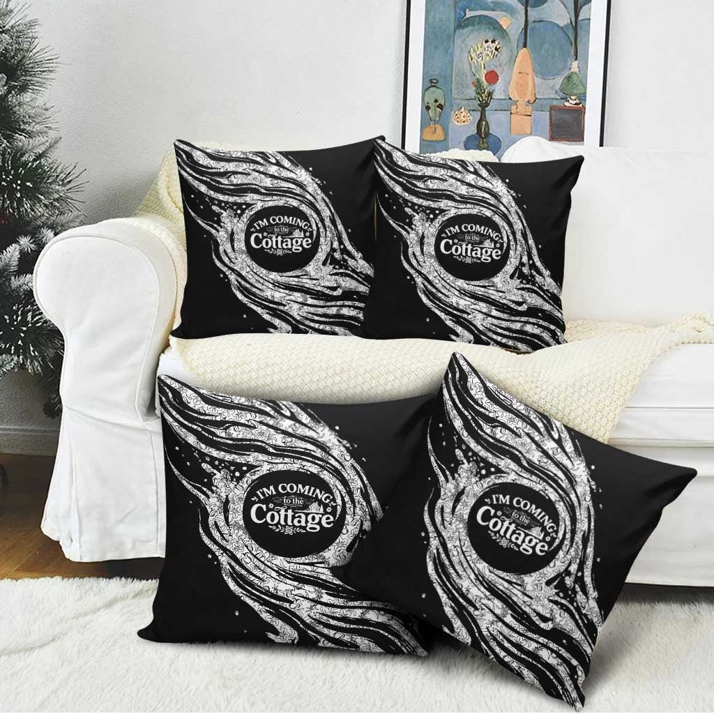 I'm Coming to the Cottage Pillow Cover with Hand-Drawn Floral Pattern