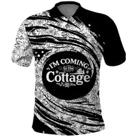 I'm Coming to the Cottage Polo Shirt with Hand-Drawn Floral Pattern
