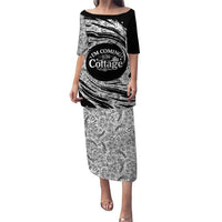 I'm Coming to the Cottage Puletasi with Hand-Drawn Floral Pattern