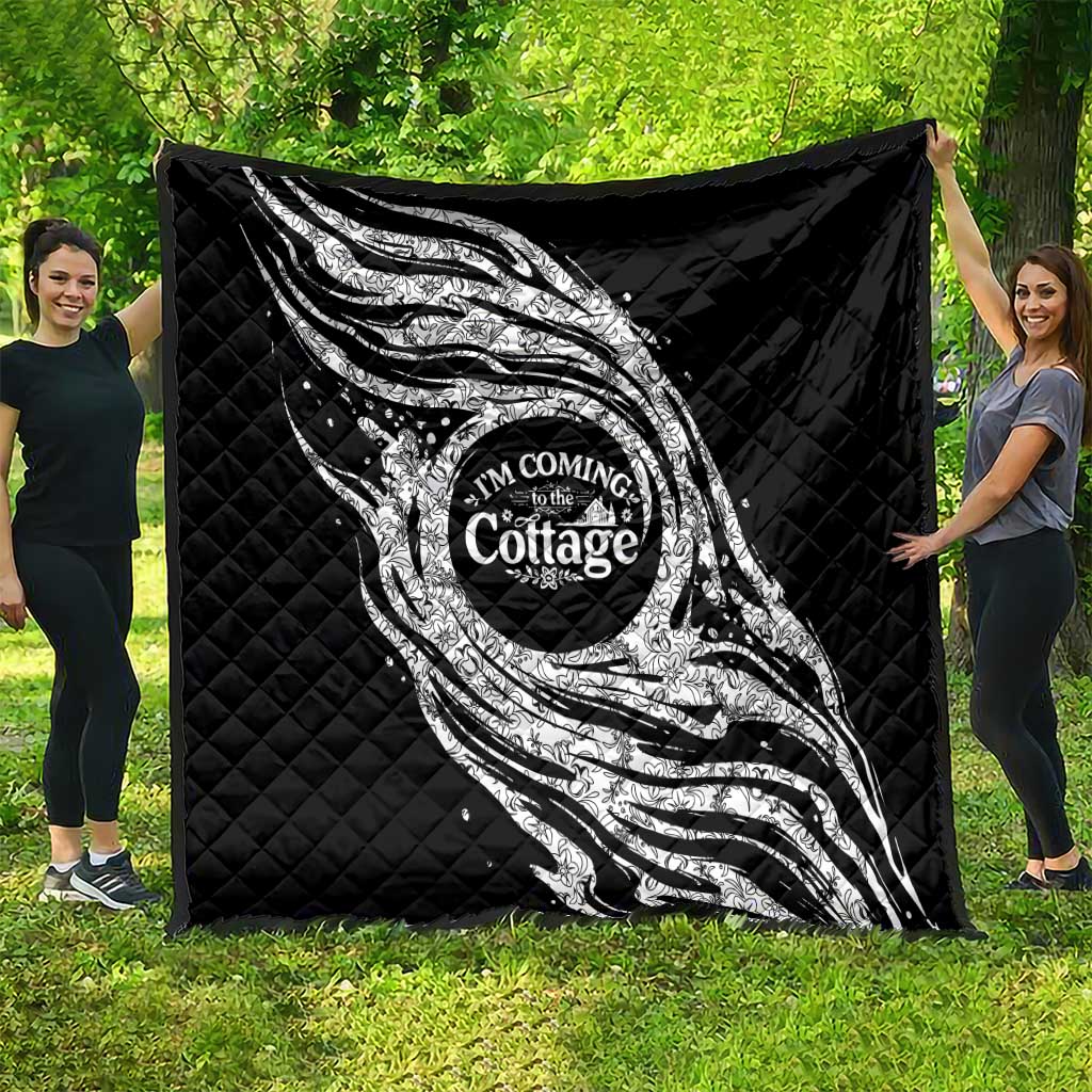 I'm Coming to the Cottage Quilt with Hand-Drawn Floral Pattern