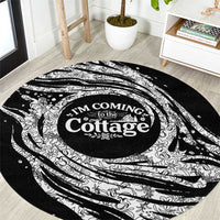 I'm Coming to the Cottage Round Carpet with Hand-Drawn Floral Pattern