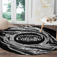 I'm Coming to the Cottage Round Carpet with Hand-Drawn Floral Pattern