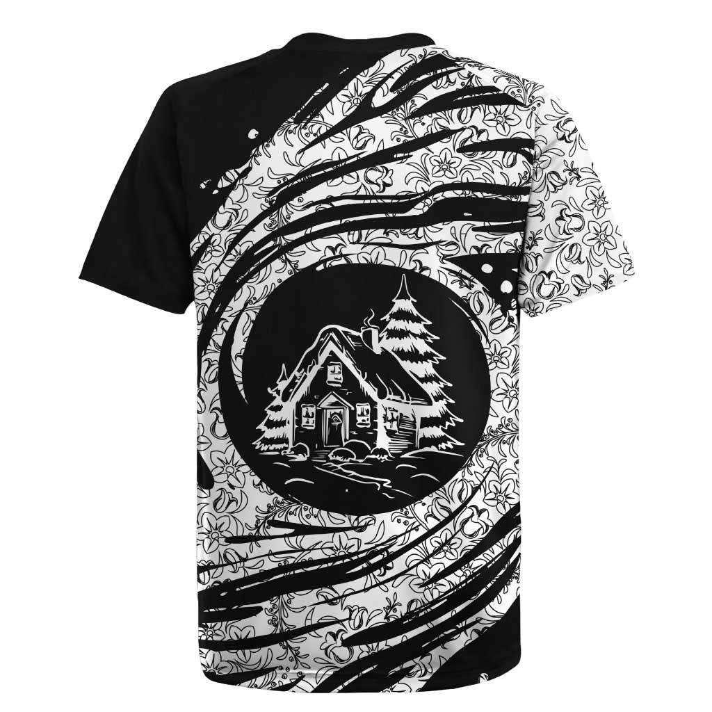 I'm Coming to the Cottage Rugby Jersey with Hand-Drawn Floral Pattern