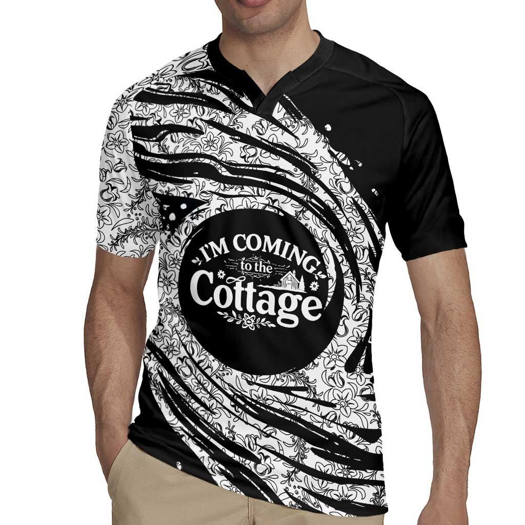 I'm Coming to the Cottage Rugby Jersey with Hand-Drawn Floral Pattern