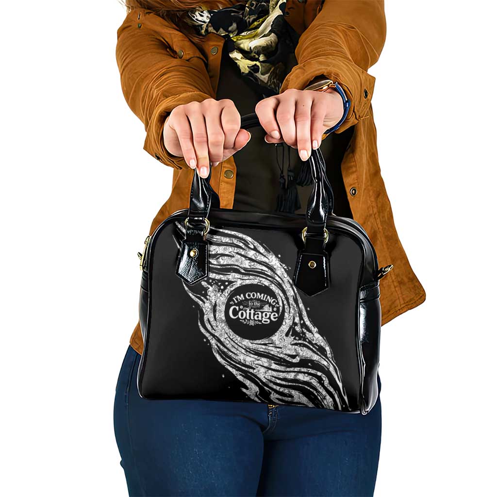 I'm Coming to the Cottage Shoulder Handbag with Hand-Drawn Floral Pattern