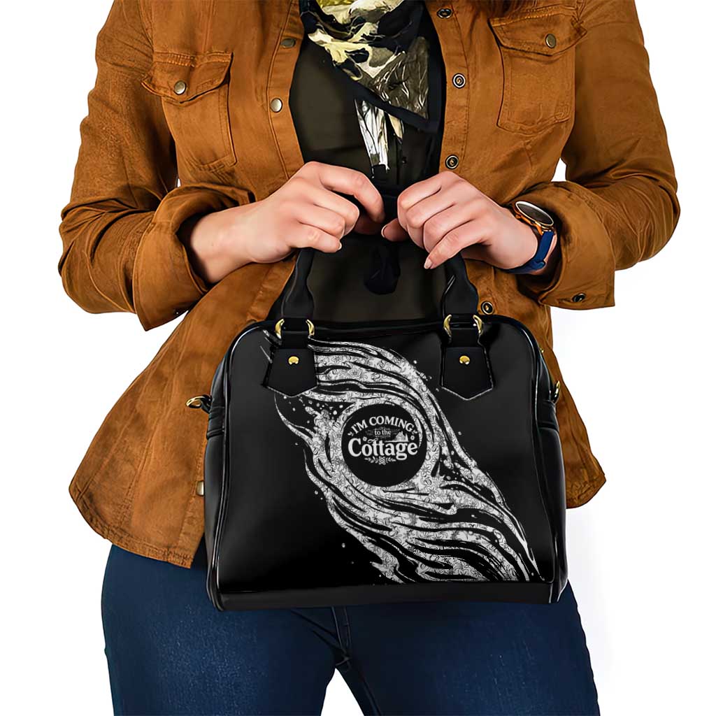 I'm Coming to the Cottage Shoulder Handbag with Hand-Drawn Floral Pattern