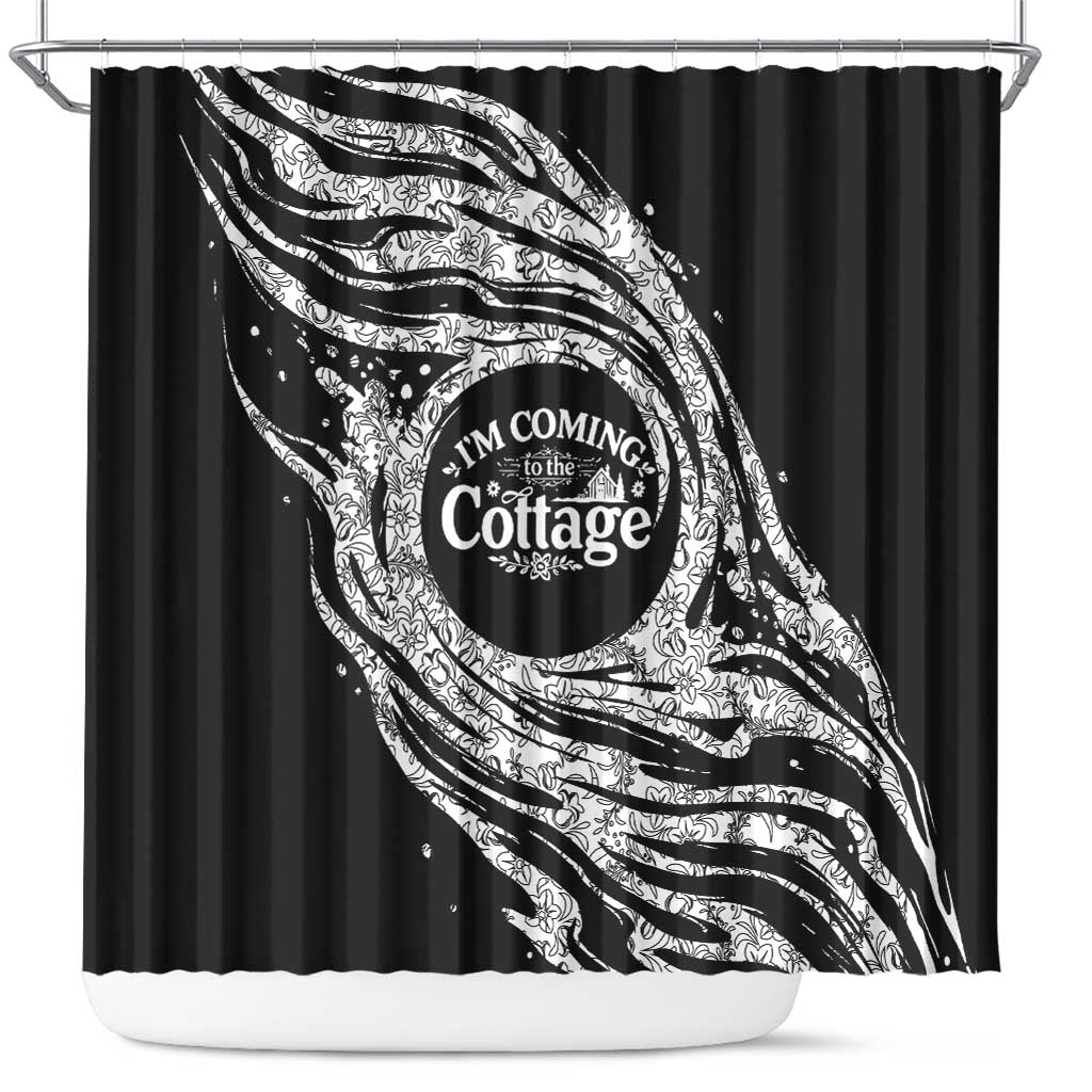 I'm Coming to the Cottage Shower Curtain with Hand-Drawn Floral Pattern