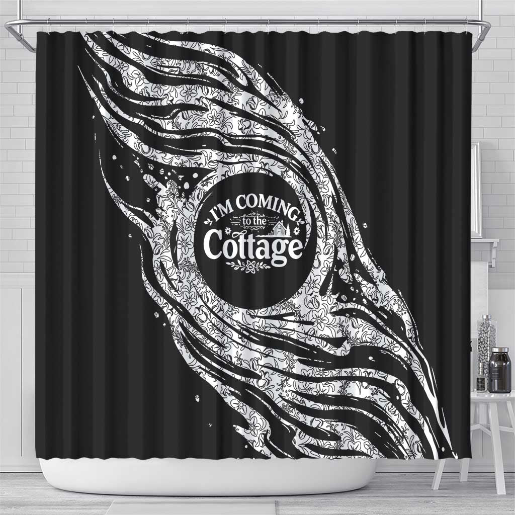 I'm Coming to the Cottage Shower Curtain with Hand-Drawn Floral Pattern