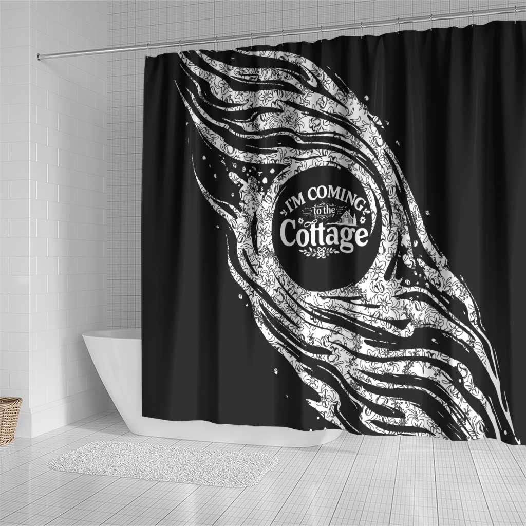 I'm Coming to the Cottage Shower Curtain with Hand-Drawn Floral Pattern