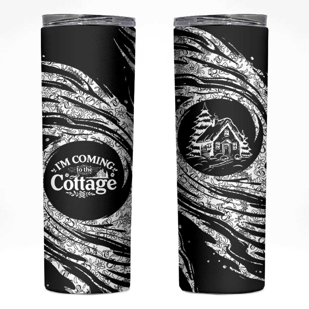 I'm Coming to the Cottage Skinny Tumbler with Hand-Drawn Floral Pattern