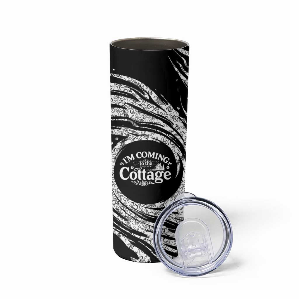 I'm Coming to the Cottage Skinny Tumbler with Hand-Drawn Floral Pattern