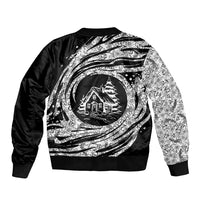 I'm Coming to the Cottage Sleeve Zip Bomber Jacket with Hand-Drawn Floral Pattern