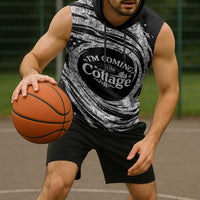 I'm Coming to the Cottage Sleeveless Hoodie with Hand-Drawn Floral Pattern