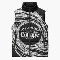I'm Coming to the Cottage Sleeveless Puffer Jacket with Hand-Drawn Floral Pattern