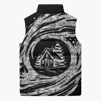 I'm Coming to the Cottage Sleeveless Puffer Jacket with Hand-Drawn Floral Pattern