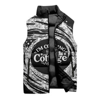 I'm Coming to the Cottage Sleeveless Puffer Jacket with Hand-Drawn Floral Pattern