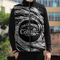 I'm Coming to the Cottage Sleeveless Puffer Jacket with Hand-Drawn Floral Pattern