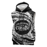 I'm Coming to the Cottage Sleeveless Zip Hoodie with Hand-Drawn Floral Pattern