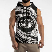 I'm Coming to the Cottage Sleeveless Zip Hoodie with Hand-Drawn Floral Pattern