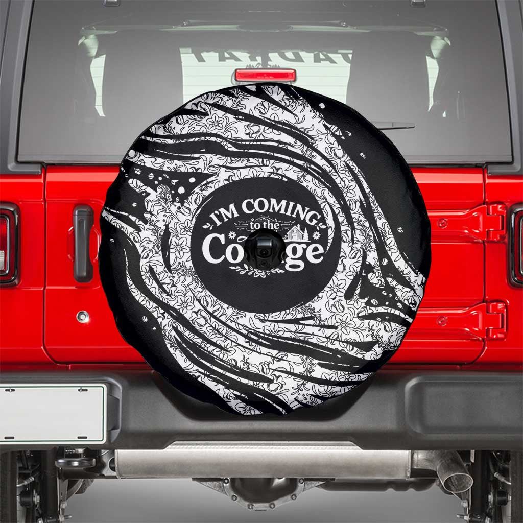 I'm Coming to the Cottage Spare Tire Cover with Hand-Drawn Floral Pattern