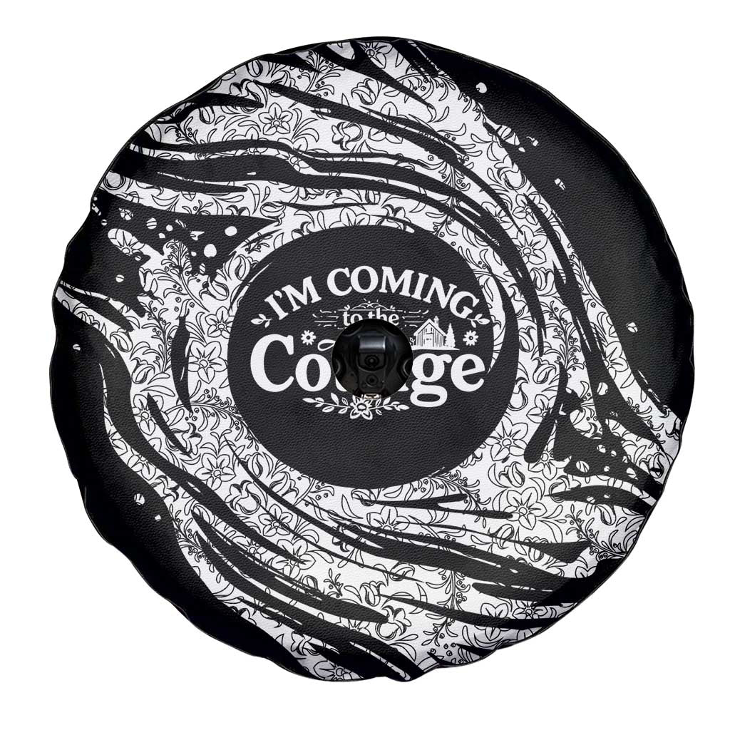 I'm Coming to the Cottage Spare Tire Cover with Hand-Drawn Floral Pattern