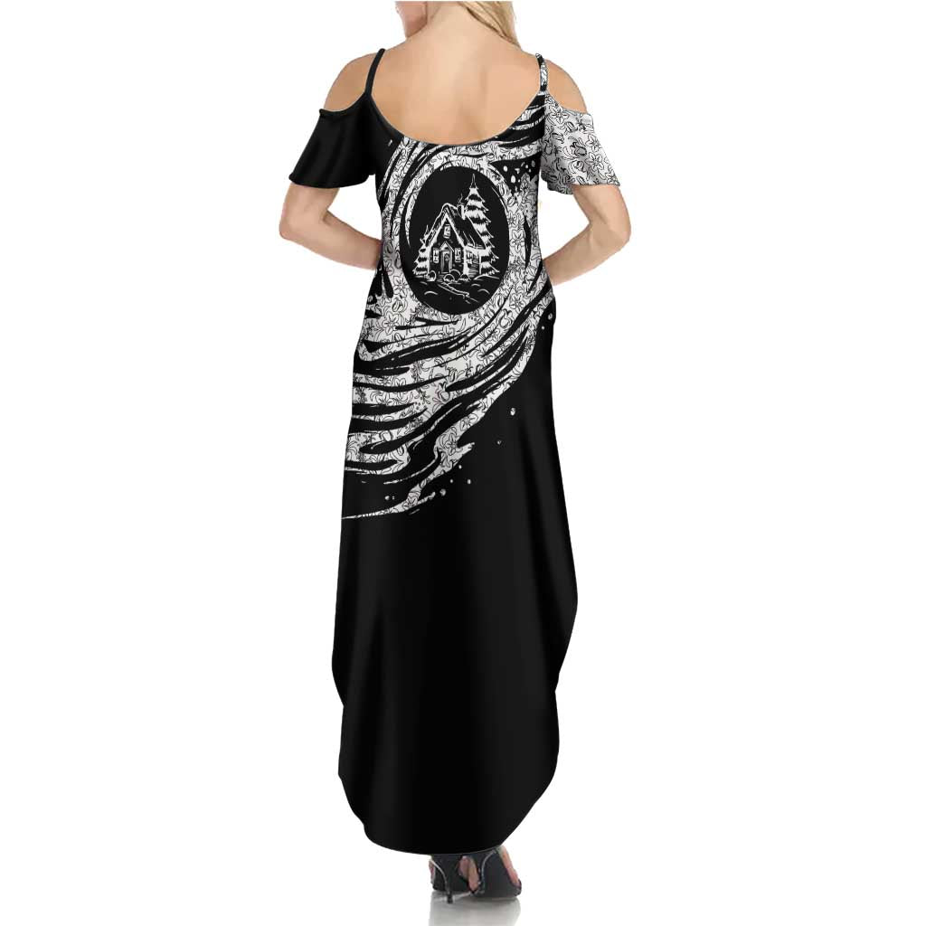 I'm Coming to the Cottage Summer Maxi Dress with Hand-Drawn Floral Pattern