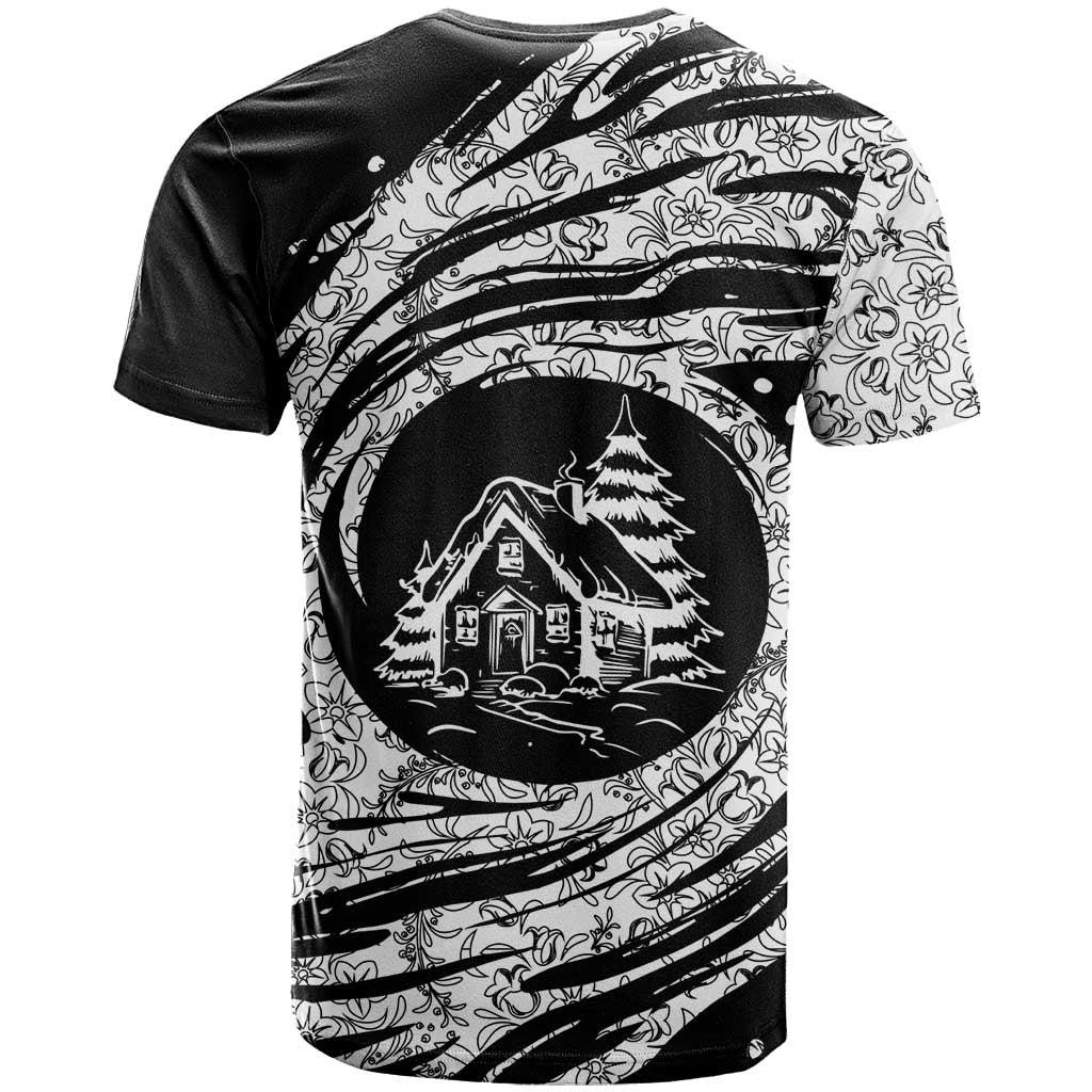 I'm Coming to the Cottage T Shirt with Hand-Drawn Floral Pattern