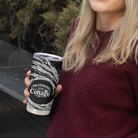 I'm Coming to the Cottage Tumbler Cup with Hand-Drawn Floral Pattern