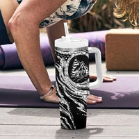 I'm Coming to the Cottage Tumbler With Handle with Hand-Drawn Floral Pattern