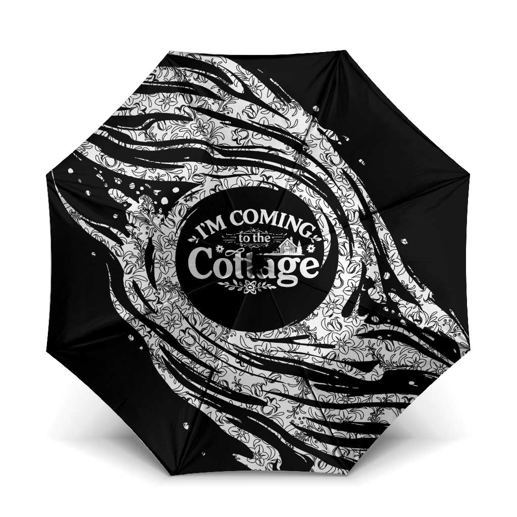I'm Coming to the Cottage Umbrella with Hand-Drawn Floral Pattern