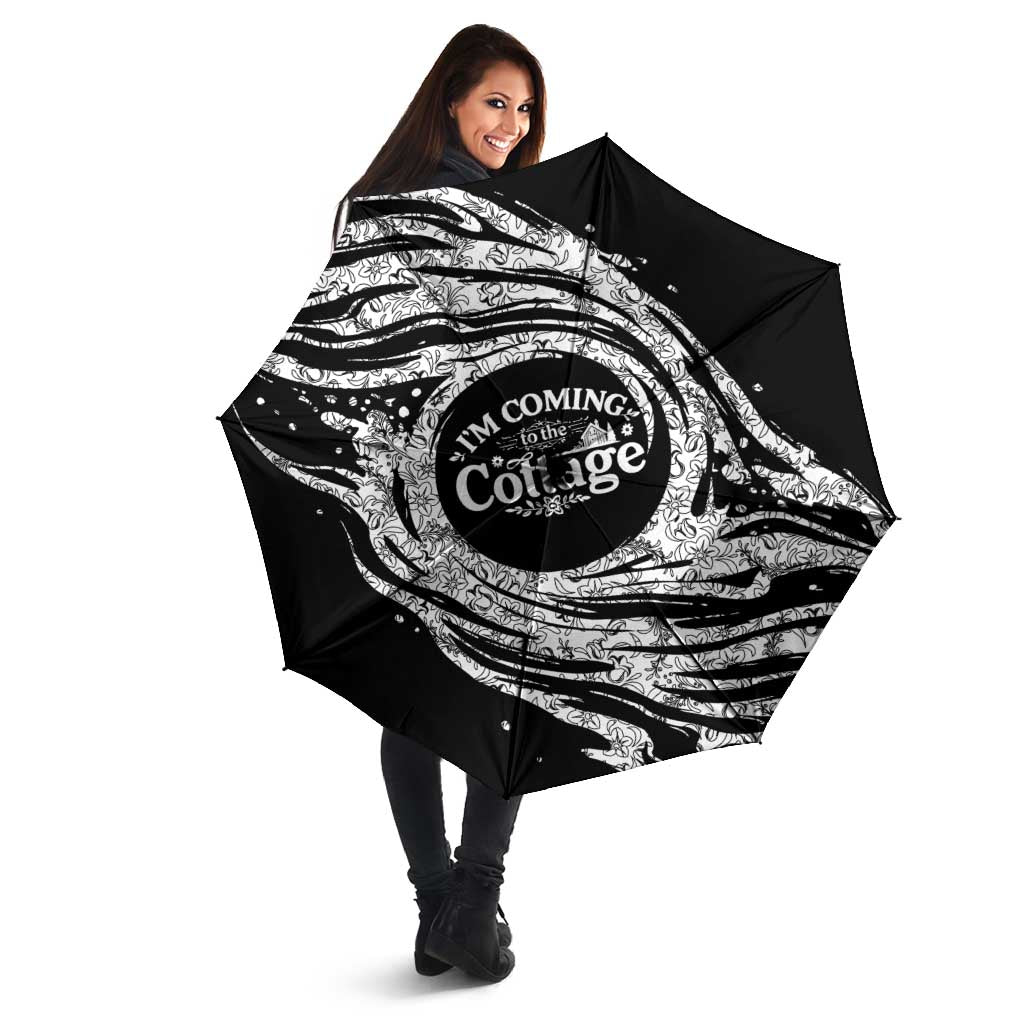 I'm Coming to the Cottage Umbrella with Hand-Drawn Floral Pattern