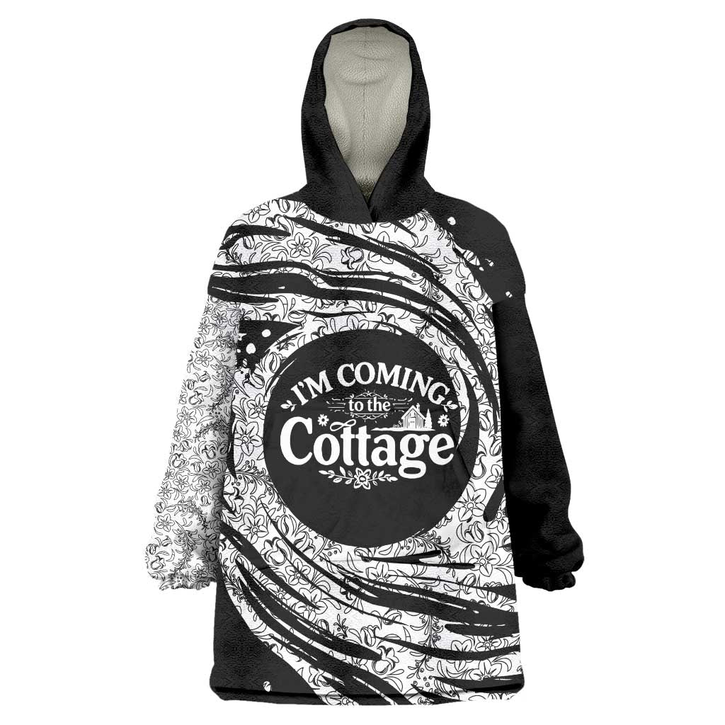 I'm Coming to the Cottage Wearable Blanket Hoodie with Hand-Drawn Floral Pattern