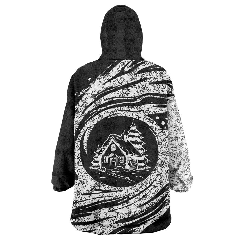 I'm Coming to the Cottage Wearable Blanket Hoodie with Hand-Drawn Floral Pattern