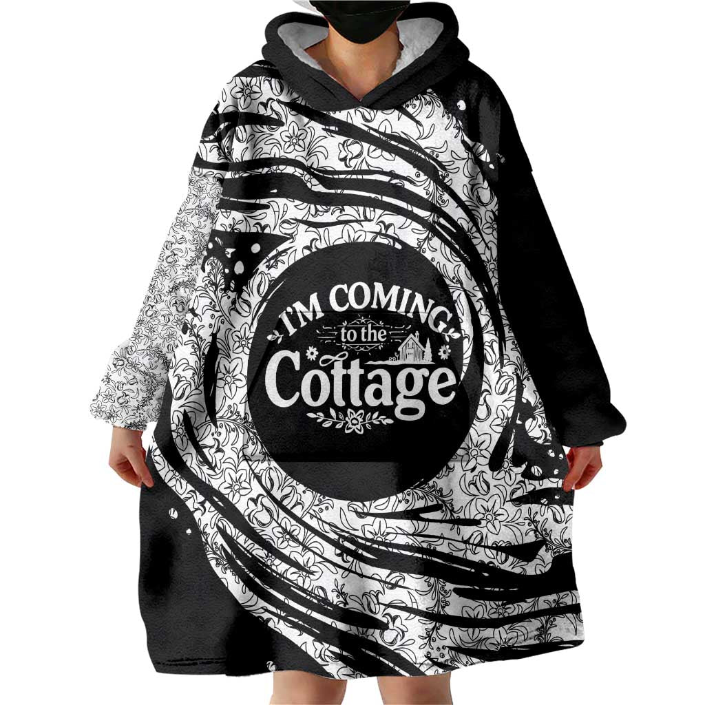 I'm Coming to the Cottage Wearable Blanket Hoodie with Hand-Drawn Floral Pattern